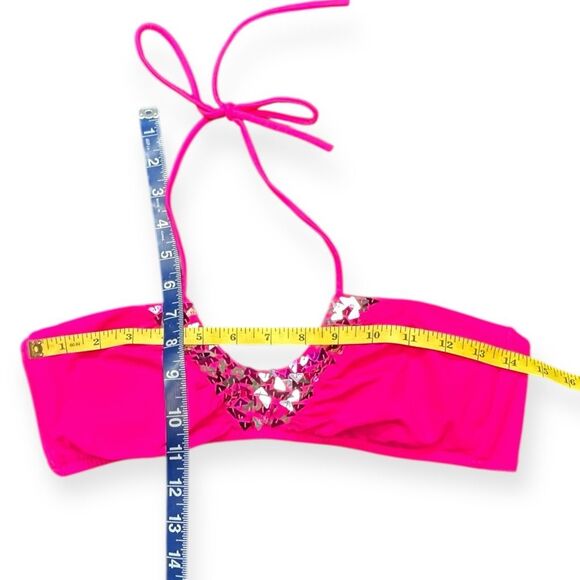 VICTORIA’S SECRET Women’s Hot Pink Sequin Bandeau Bikini Top Size Medium - Picture 6 of 6